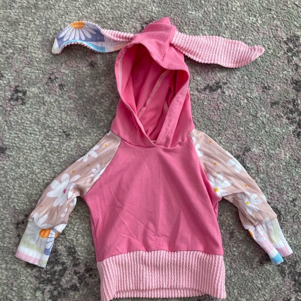0-3m Handmade Floral Bunny Hoodie